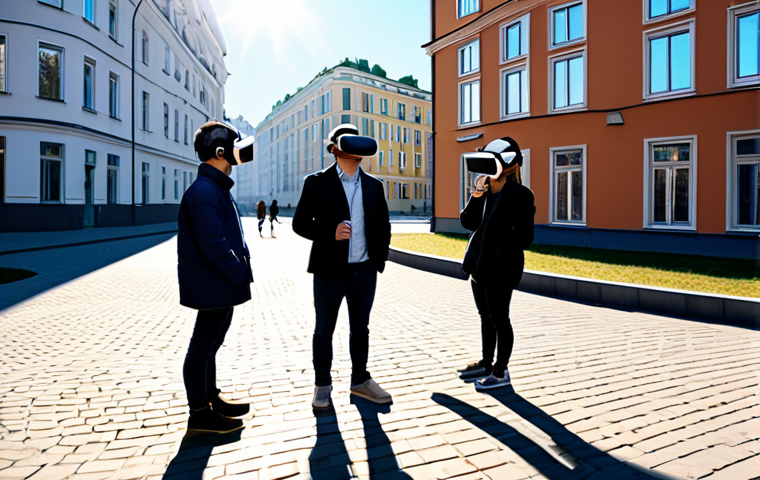 **

"A group of architects wearing VR headsets collaborating on a virtual model of a new Moscow neighborhood. Sunlight streams through the virtual buildings. They are observing the width of sidewalks and playground placements. Safe for work, appropriate content, fully clothed, professional, perfect anatomy, natural proportions, realistic rendering."

**