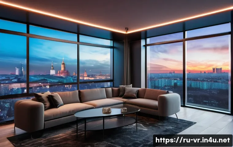 VR 네트워크 최적화 - A high-tech home VR gaming setup in a modern Russian apartment, featuring a sleek Wi-Fi 6 router wit...